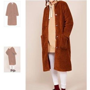 Bright Burnt Orange Knee Teddy Coat